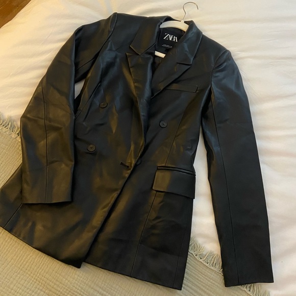 Zara Jackets & Blazers - Zara Faux Leather Blazer